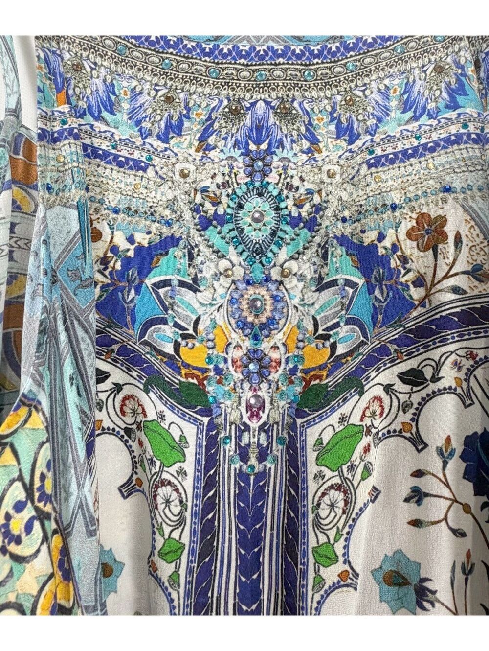 Camilla Everlasting Udaipur Embellished Silk Coverup Romper Blue Mosaic Small - Picture 3 of 8